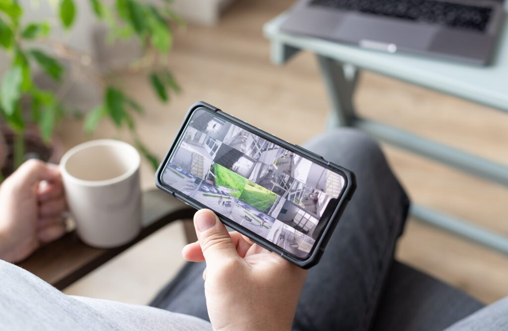 Remote monitoring your home security cameras from mobile app.